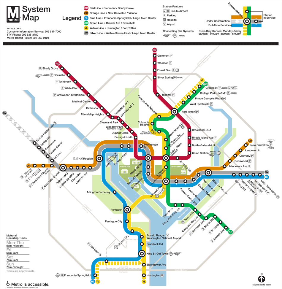 Map of WMATA Subway System